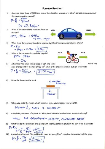 An experiment. . Forces worksheet ks3 pdf